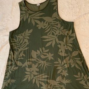 Green Leaf Print Swing Dress